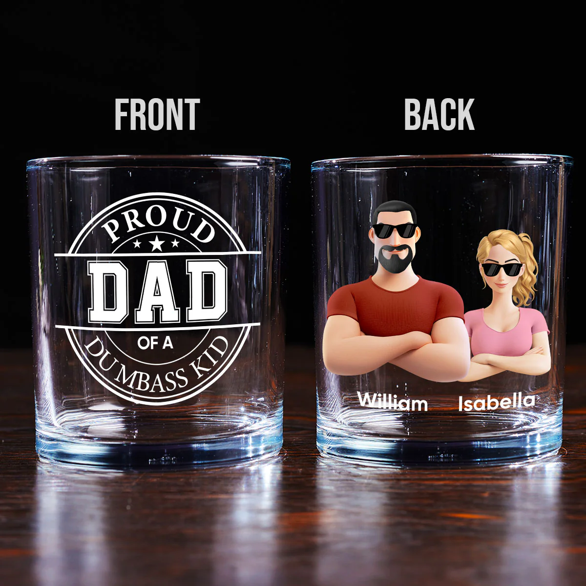 Proud Father - Personalized Custom Whiskey Glass - Image 2