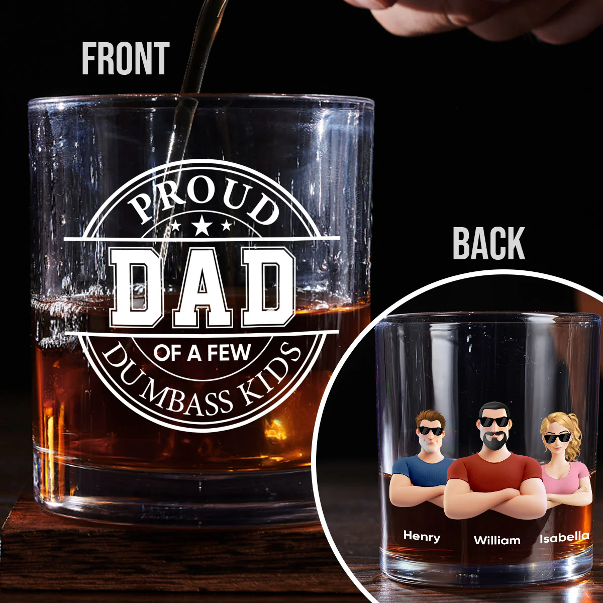 Proud Father - Personalized Custom Whiskey Glass - Image 4