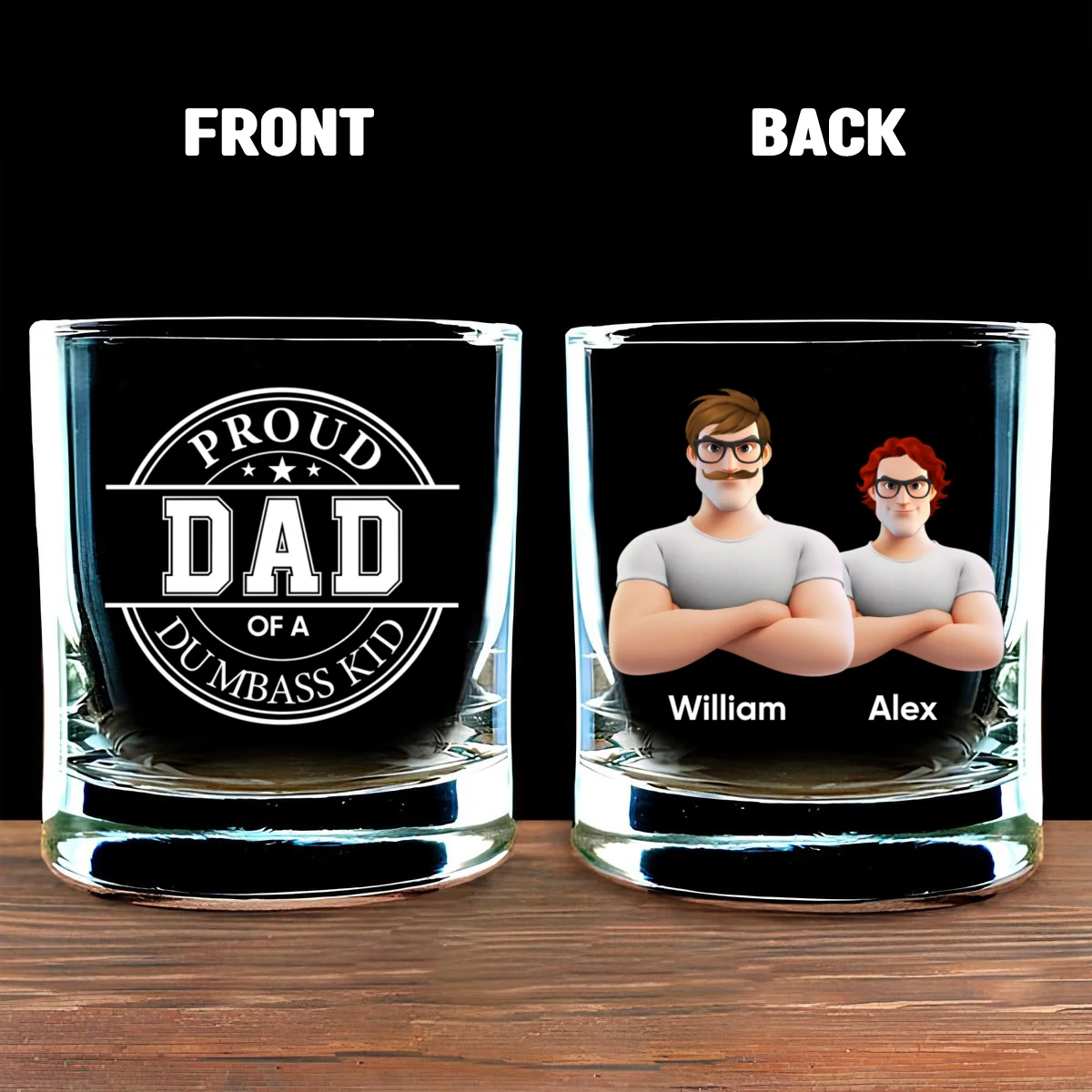 Proud Father - Personalized Custom Whiskey Glass - Image 5