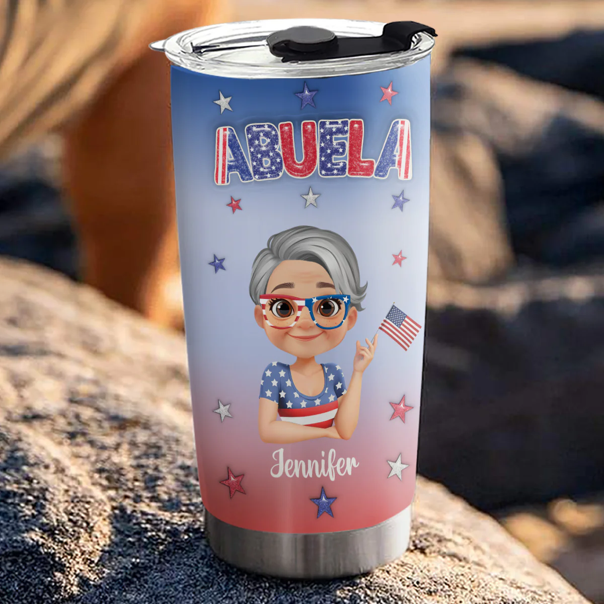 Proud Grandma - Personalized Custom 3D Inflated Effect Tumbler - Image 3