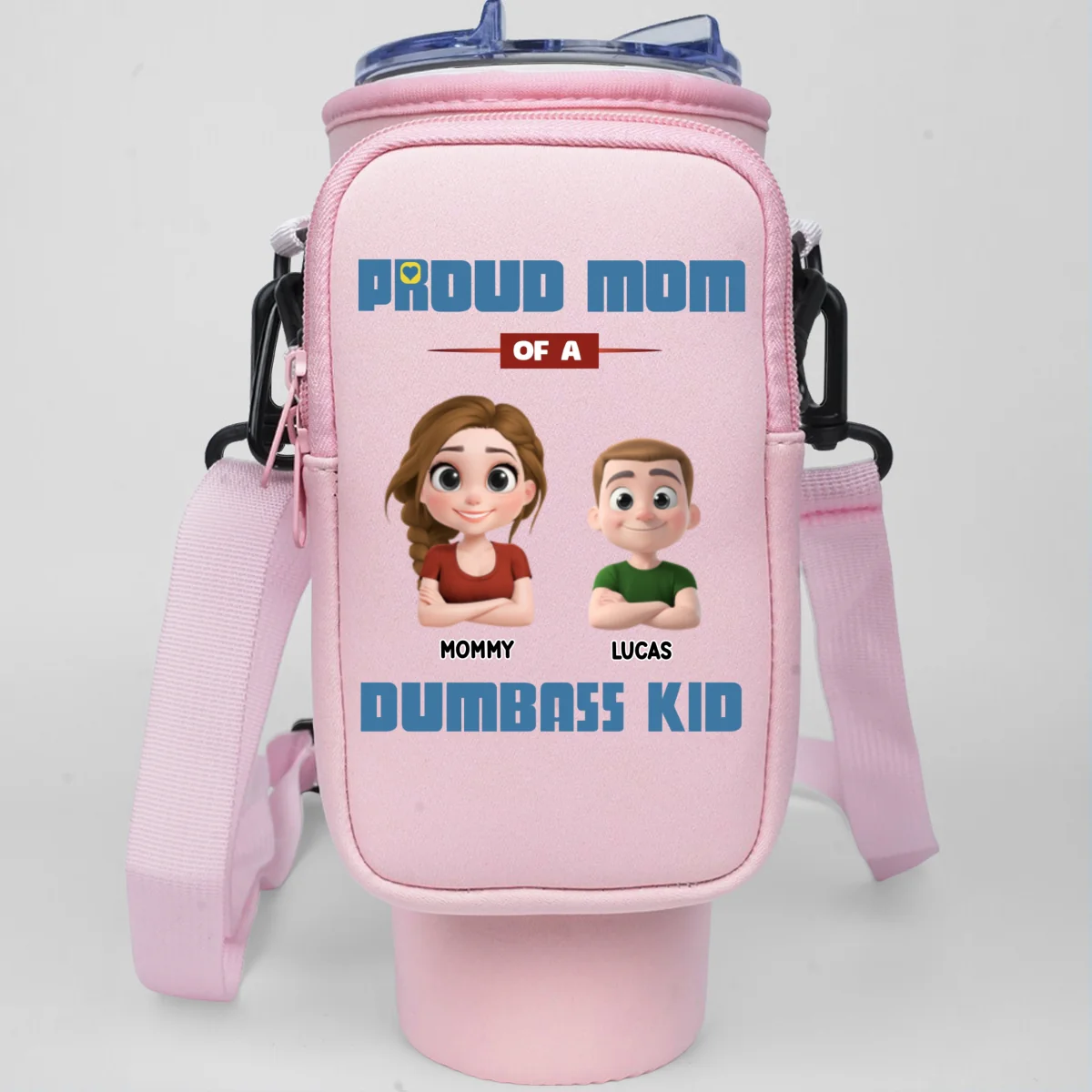 Proud Mom - Personalized Custom Water Bottle Carrier Bag - Image 14