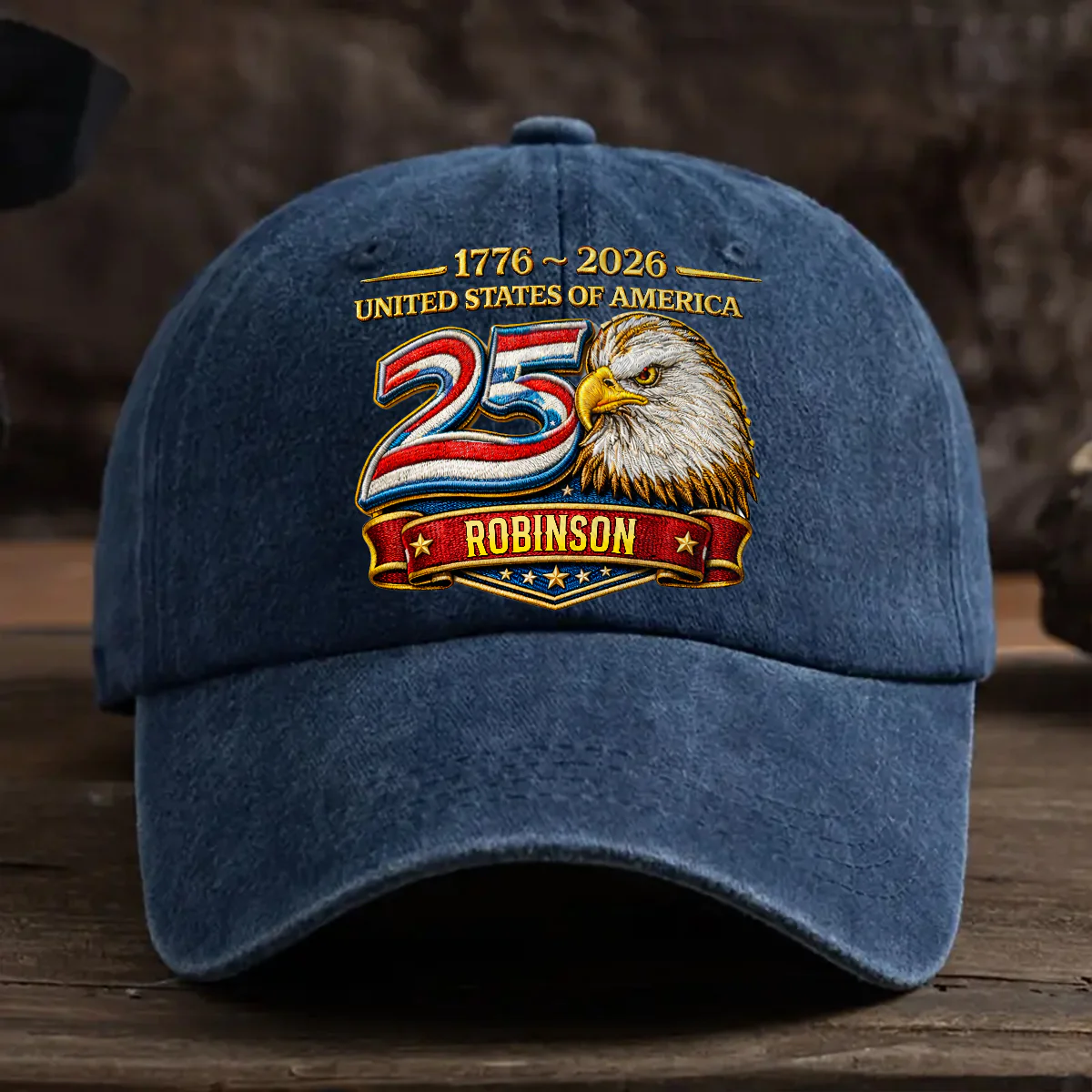 Proud Of Being American - Personalized Custom Vintage Washed Denim Cap - Image 3