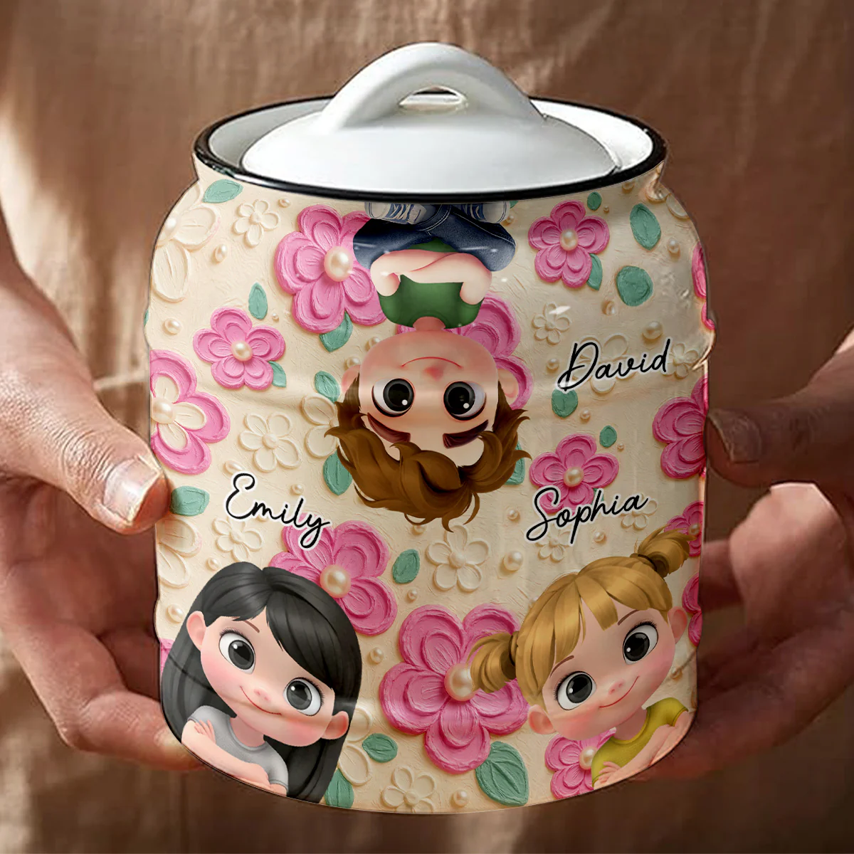 Proud Of Being Grandma - Personalized Custom 3D Inflated Effect Ceramic Jar - Image 3