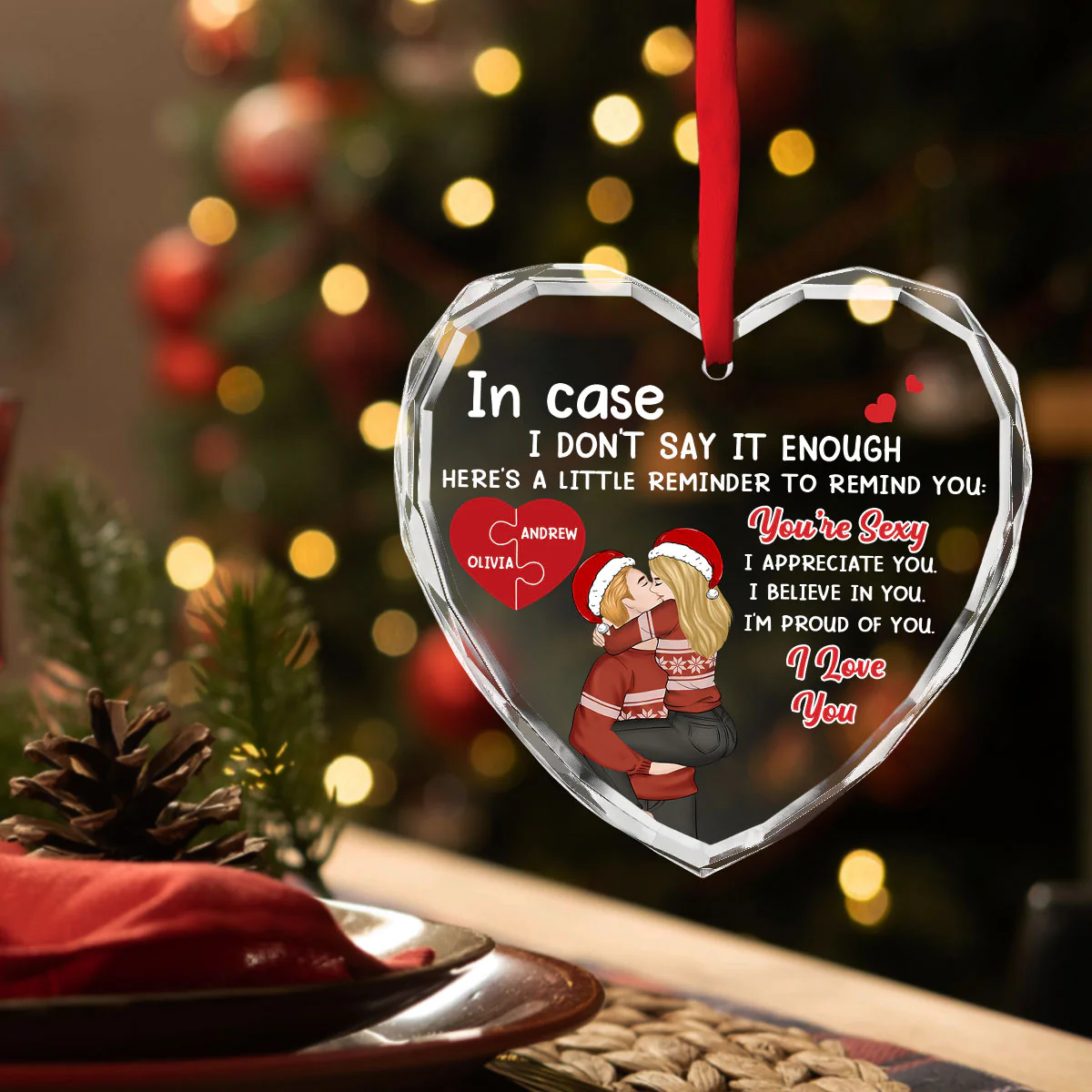 Proud Of You Love - Personalized Custom Glass Ornament - Image 3