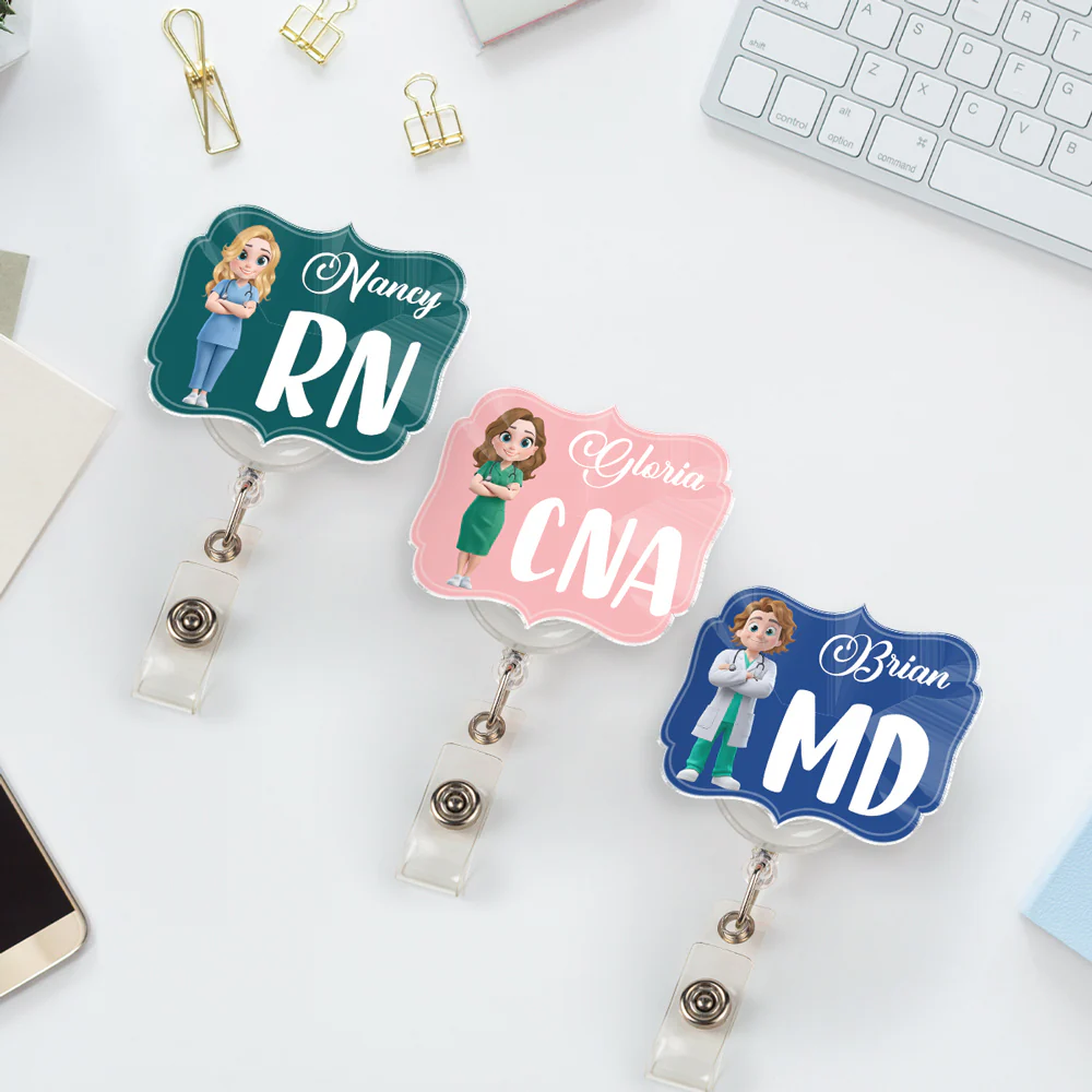 Proud To Be A Nurse - Personalized Custom Acrylic Badge Reel - Image 4