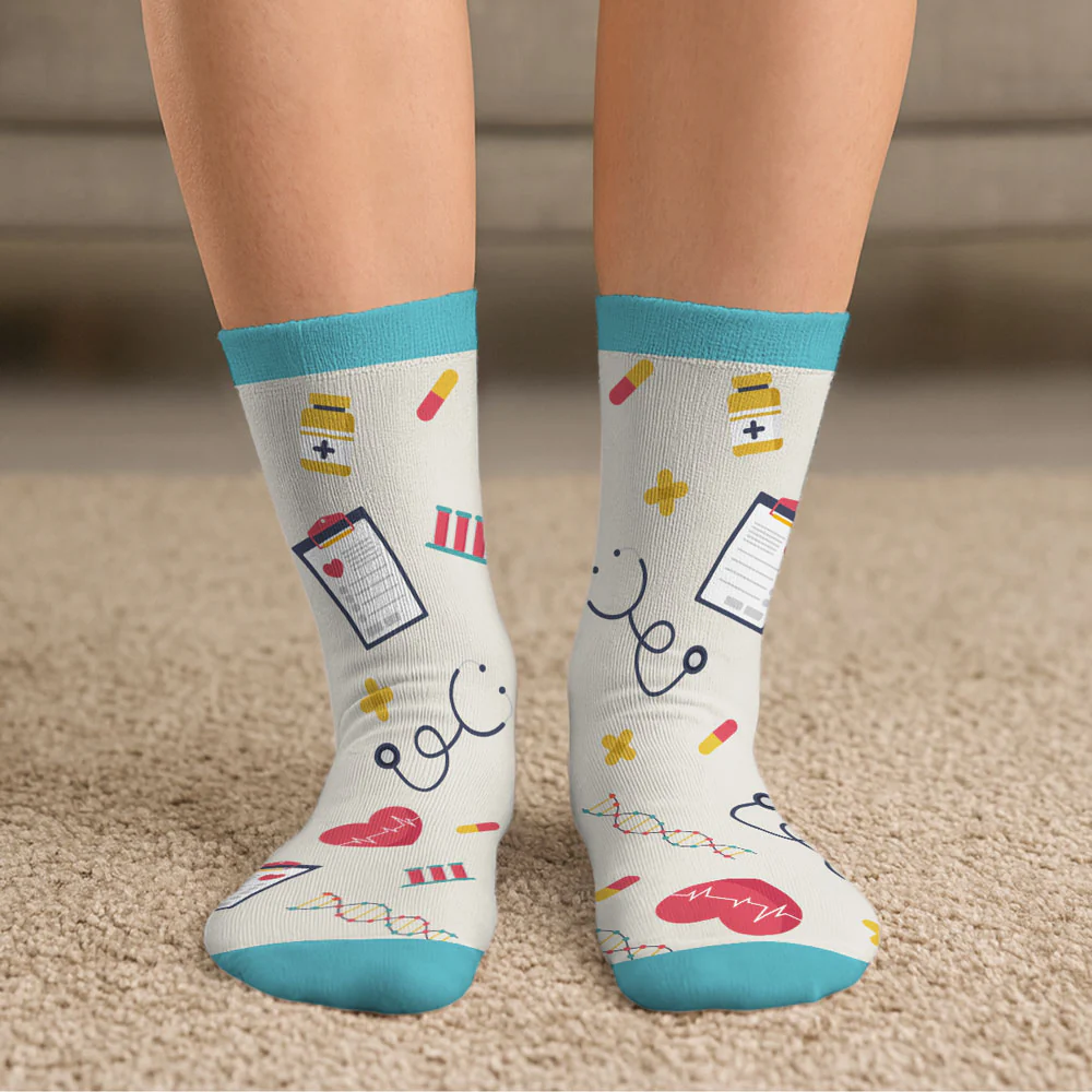 Proud To Be A Nurse - Personalized Custom Crew Socks - Image 5