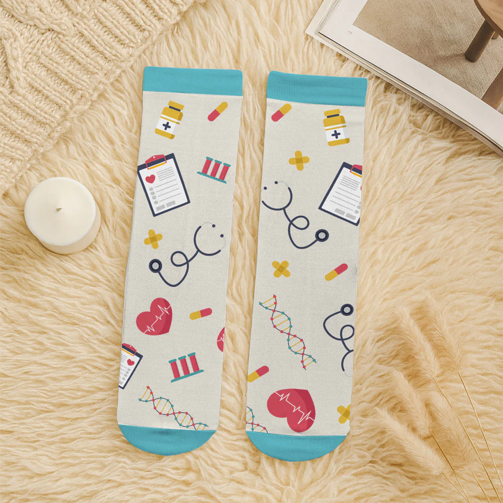 Proud To Be A Nurse - Personalized Custom Crew Socks - Image 6
