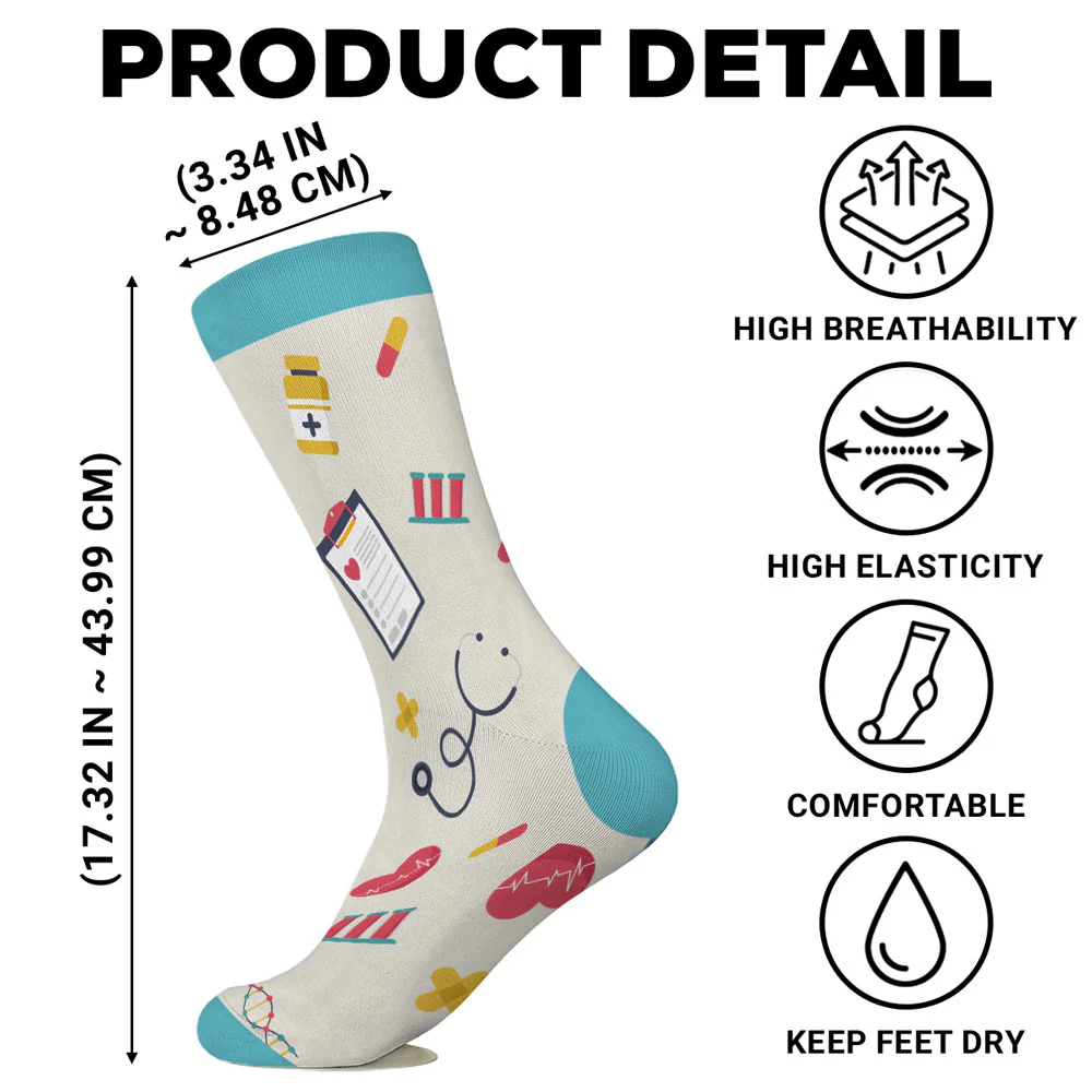 Proud To Be A Nurse - Personalized Custom Crew Socks - Image 7