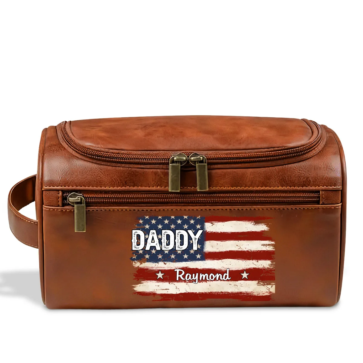 Proud To Be American - Personalized Custom Leather Toiletry Bag - Image 6