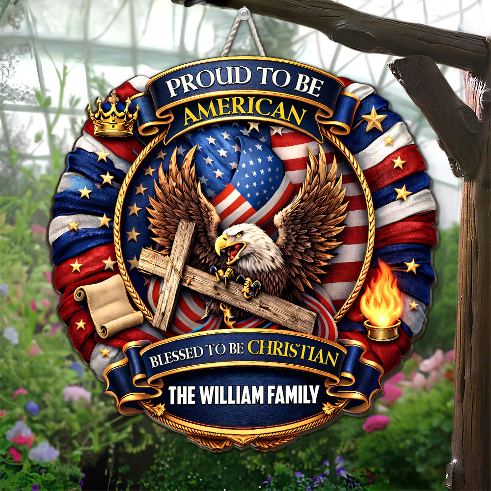 Proud To Be American - Personalized Custom Wood Sign - Image 2