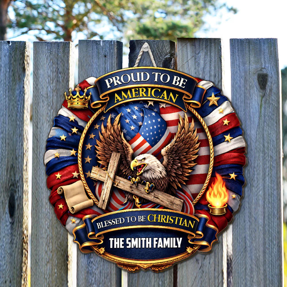 Proud To Be American - Personalized Custom Wood Sign - Image 6