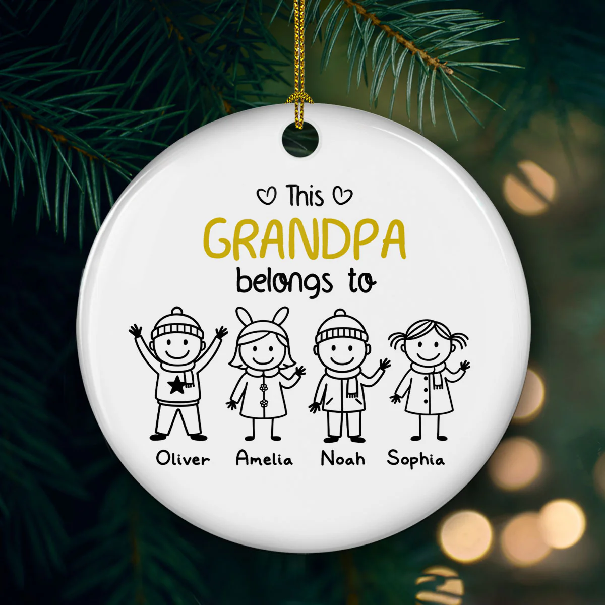 Proud To Be Their Holiday Grandpa - Personalized Custom Ceramic Ornament - Image 2