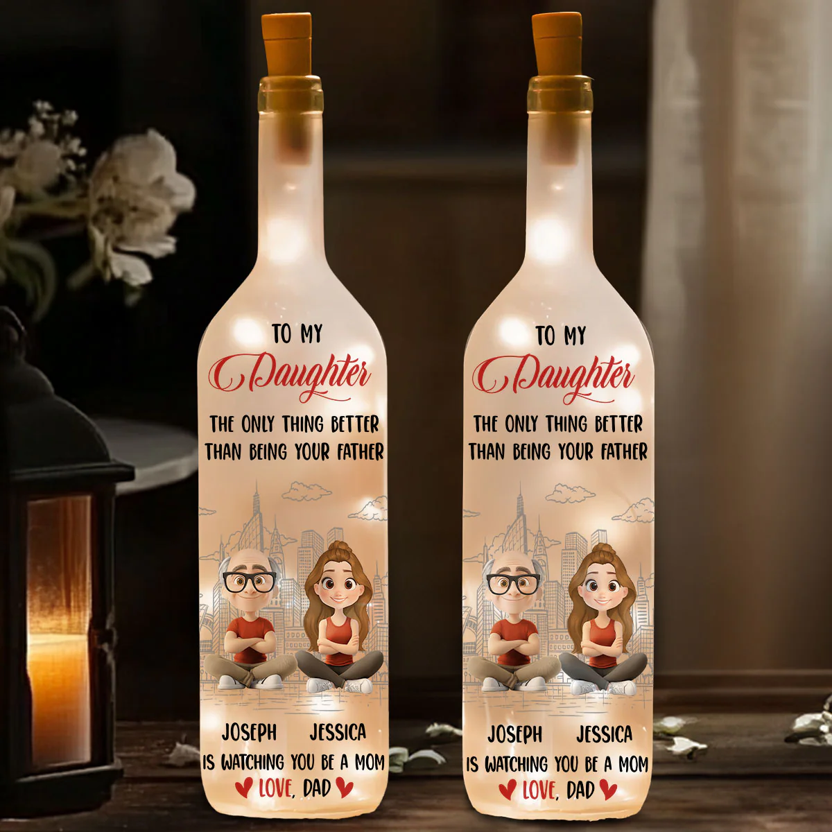 Proud To Watch You Being Mom - Personalized Custom Bottle Lamp - Image 2