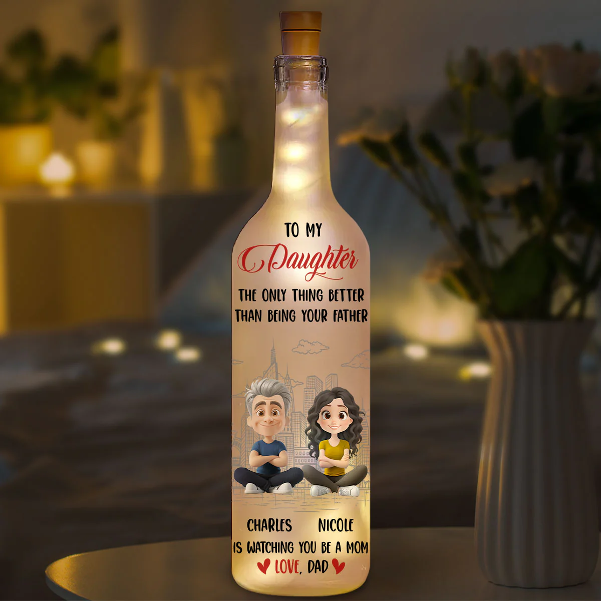 Proud To Watch You Being Mom - Personalized Custom Bottle Lamp - Image 5