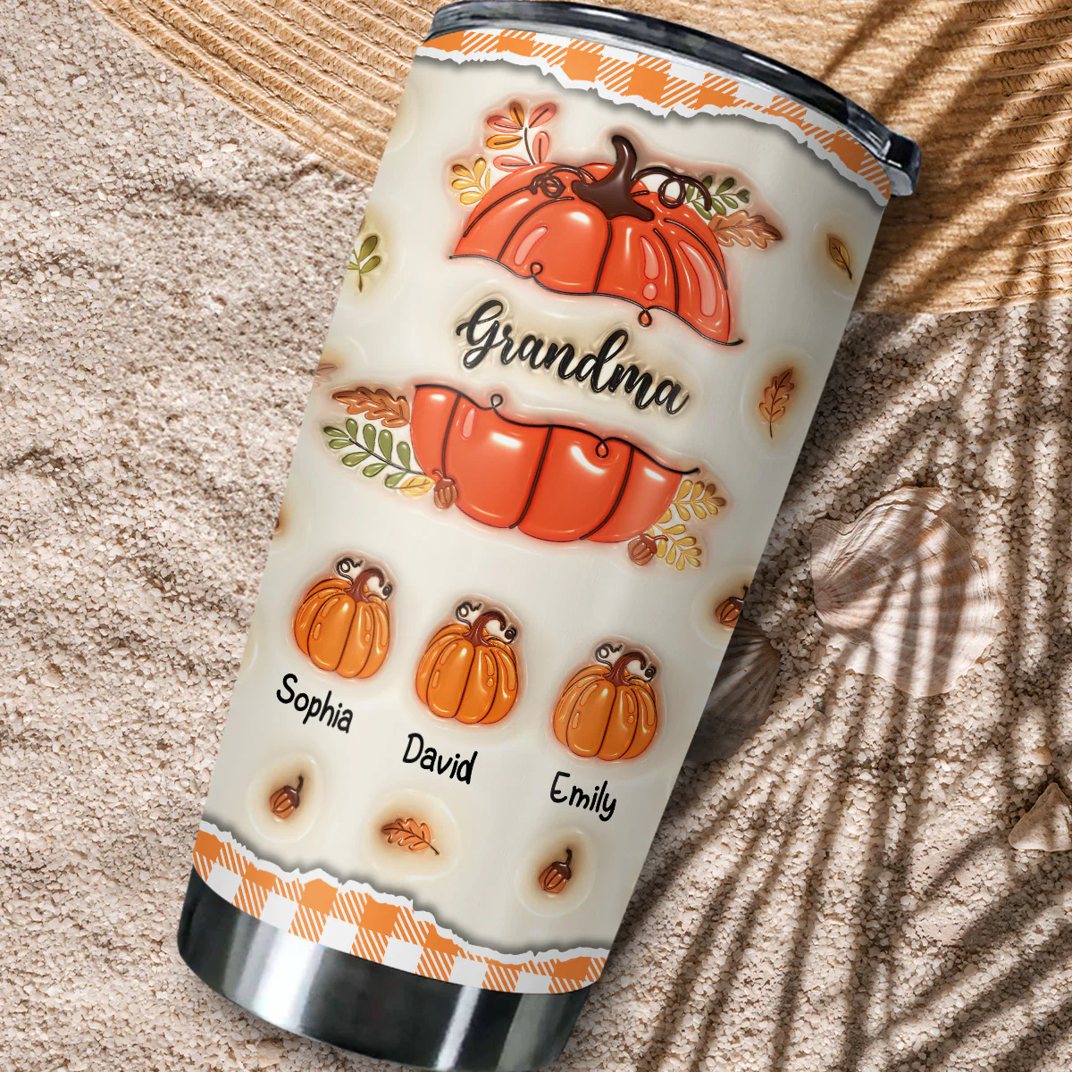 Pumpkin Grandma - Personalized Custom 3D Inflated Effect Tumbler - Image 5