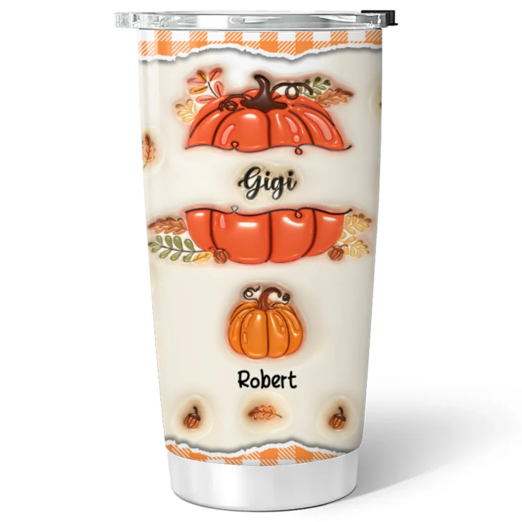 Pumpkin Grandma - Personalized Custom 3D Inflated Effect Tumbler - Image 6