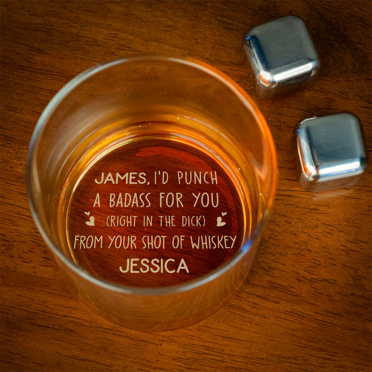 Punch A Badass For You - Personalized Custom Engraved Whiskey Glass - Image 2