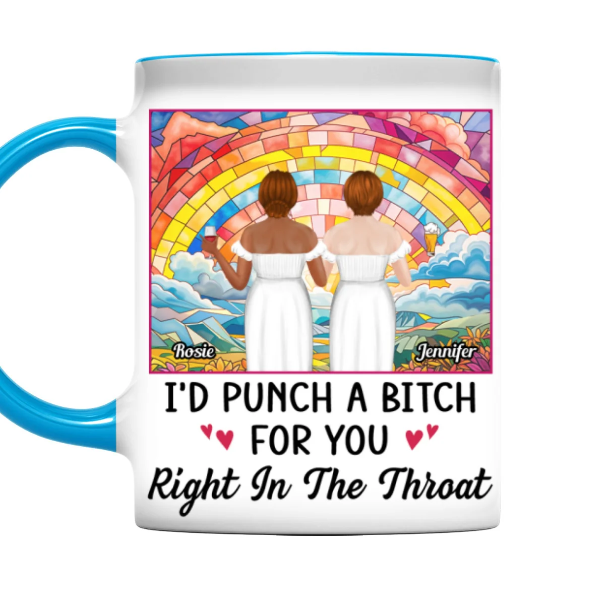 Punch A Bitch For You My Bestie - Personalized Custom Accent Mug - Image 8