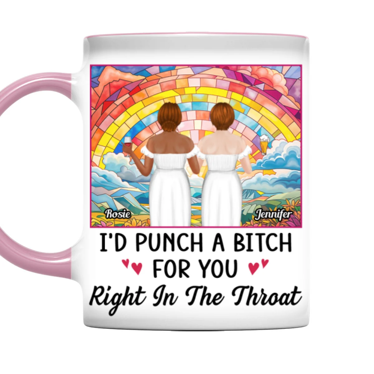 Punch A Bitch For You My Bestie - Personalized Custom Accent Mug - Image 9