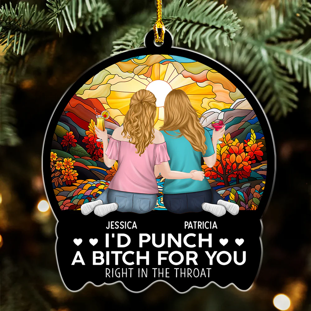 Punch A Bitch For You - Personalized Custom Acrylic Ornament - Image 2