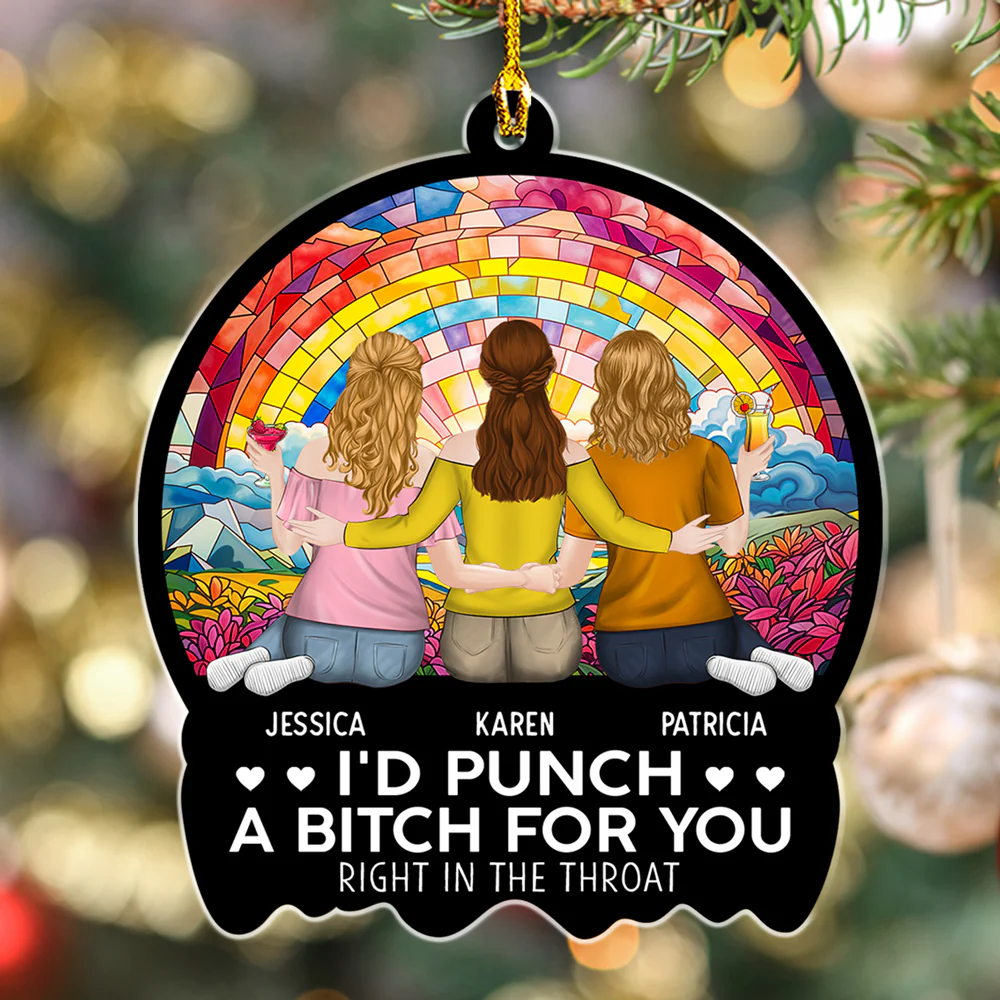 Punch A Bitch For You - Personalized Custom Acrylic Ornament - Image 5
