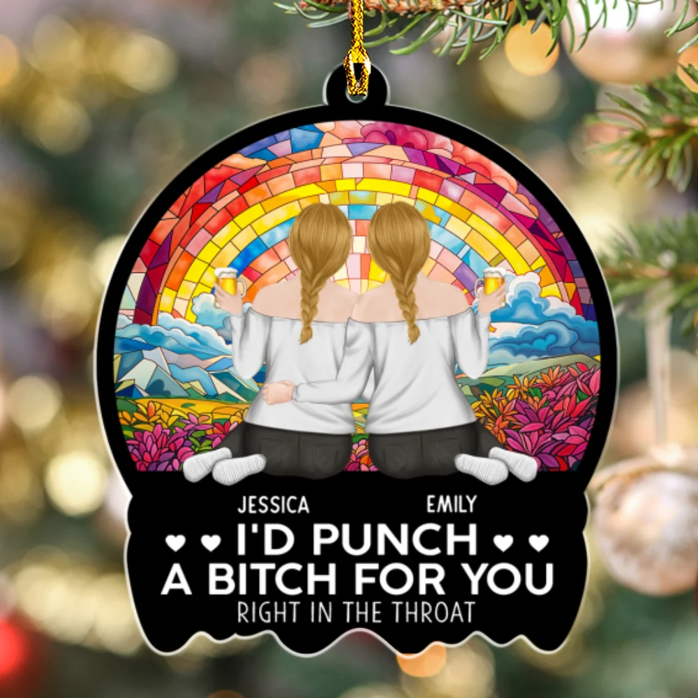 Punch A Bitch For You - Personalized Custom Acrylic Ornament - Image 6