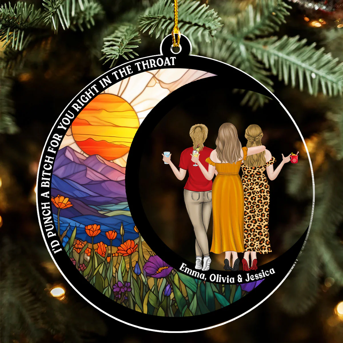Punch A Bitch For You - Personalized Custom Acrylic Ornament - Image 2