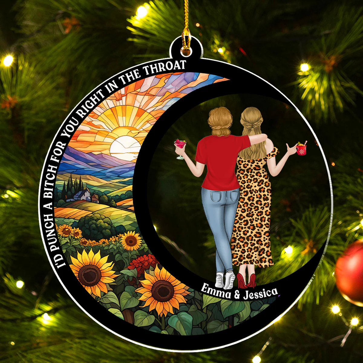 Punch A Bitch For You - Personalized Custom Acrylic Ornament - Image 3
