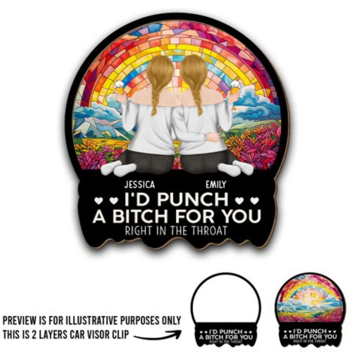 Punch A Bitch For You - Personalized Custom Car Visor Clip - Image 5