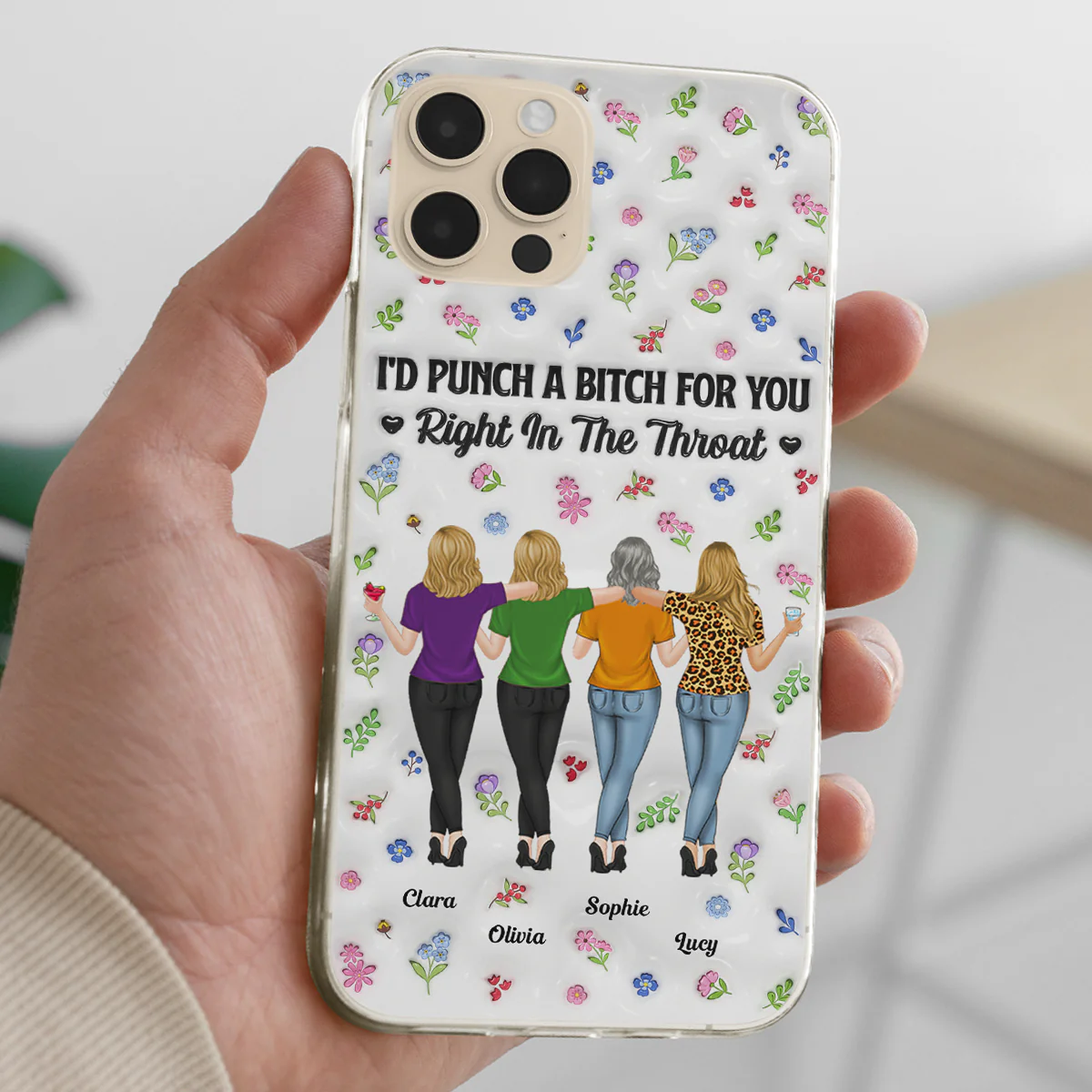 Punch Bitch Besties - Personalized Custom 3D Inflated Effect Phone Case - Image 4