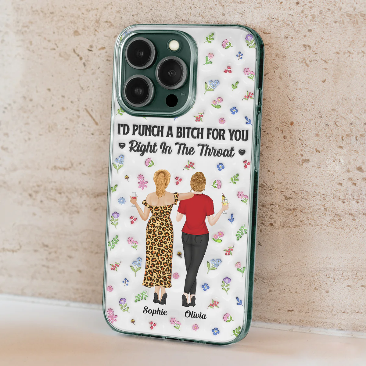Punch Bitch Besties - Personalized Custom 3D Inflated Effect Phone Case - Image 5