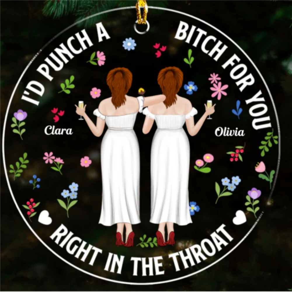 Punch Bitch Besties - Personalized Custom Acrylic Ornament - Image 5