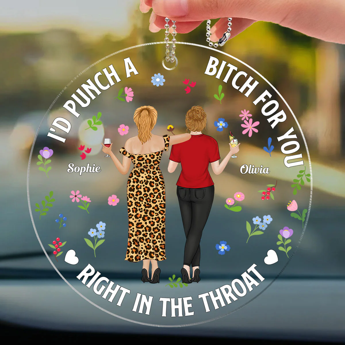 Punch Bitch Besties - Personalized Custom Car Ornament - Image 4