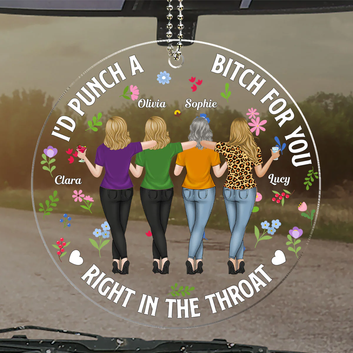 Punch Bitch Besties - Personalized Custom Car Ornament - Image 5
