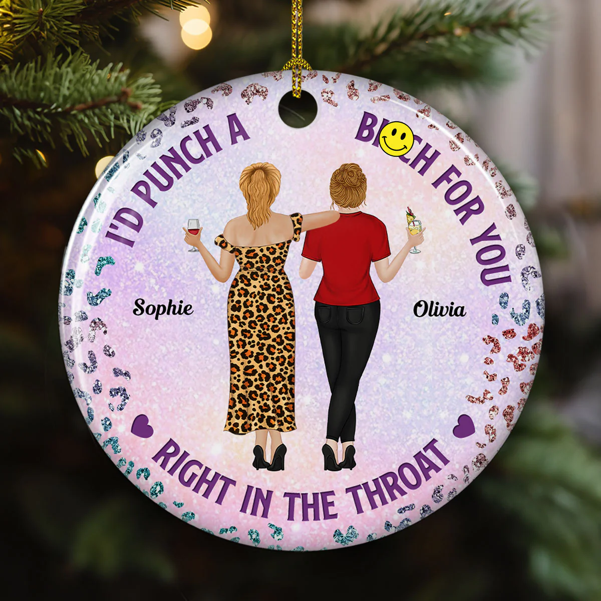 Punch Bitch Besties - Personalized Custom Ceramic Ornament