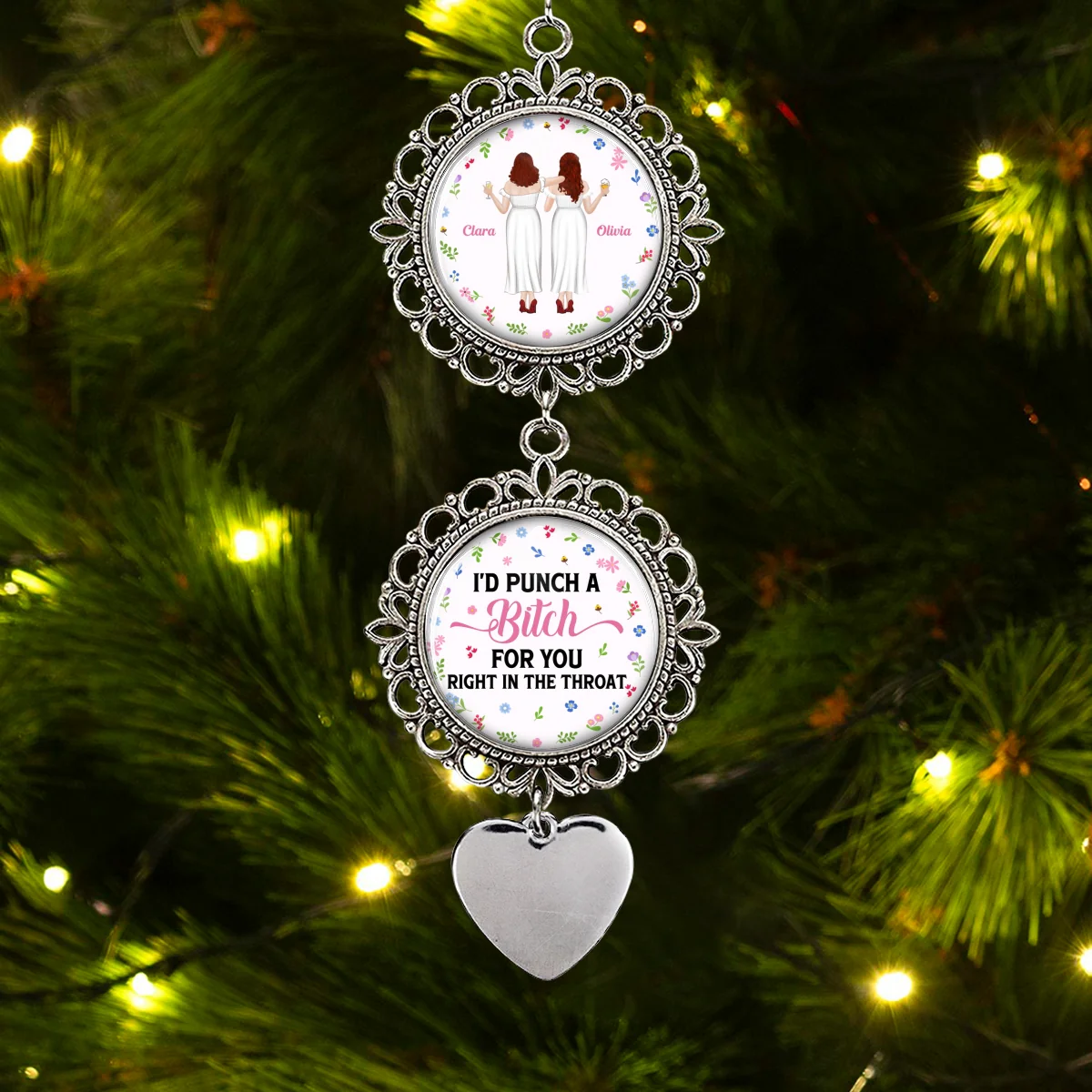 Punch Bitch Besties - Personalized Custom Charming Ornament - Image 7