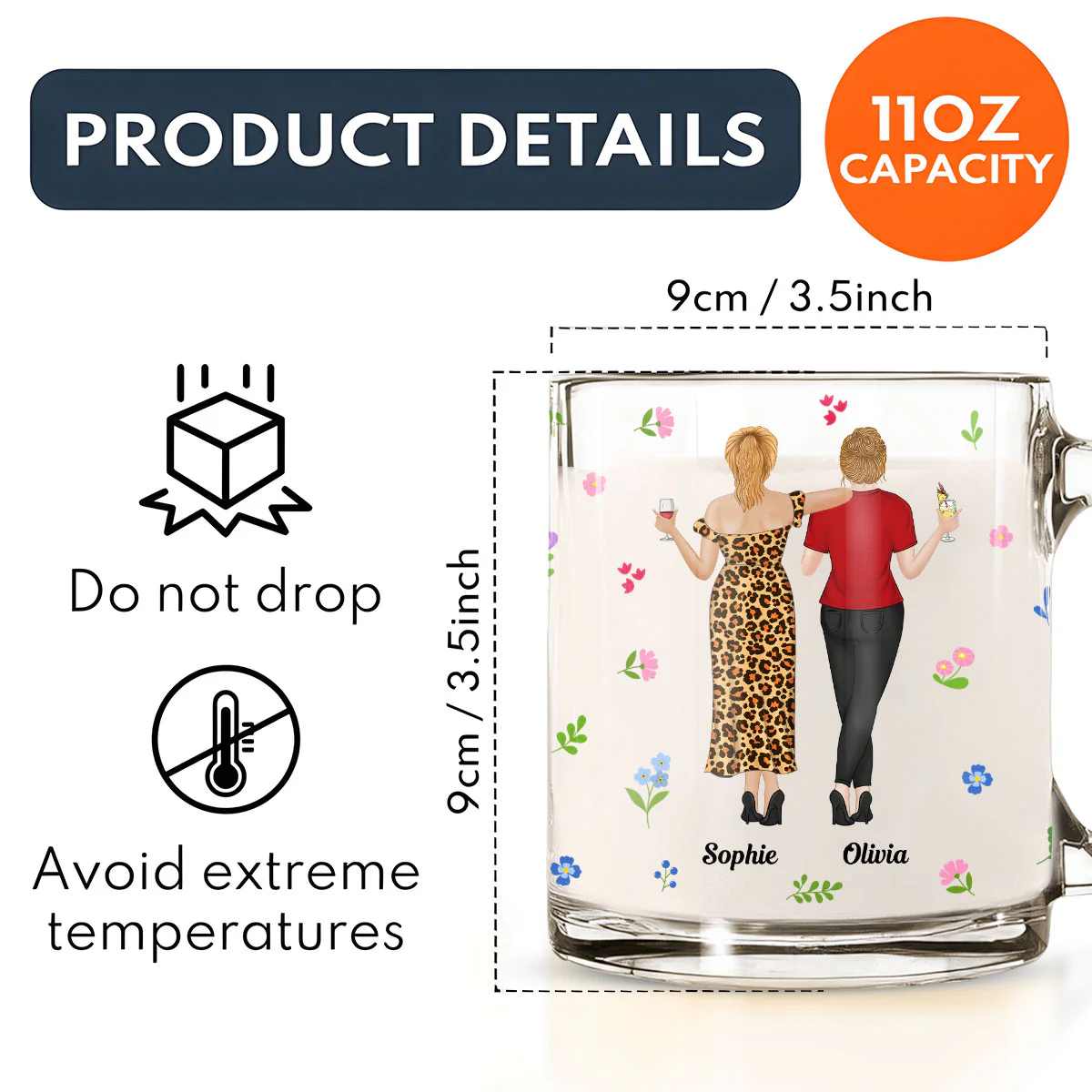 Punch Bitch Besties - Personalized Custom Glass Mug - Image 5