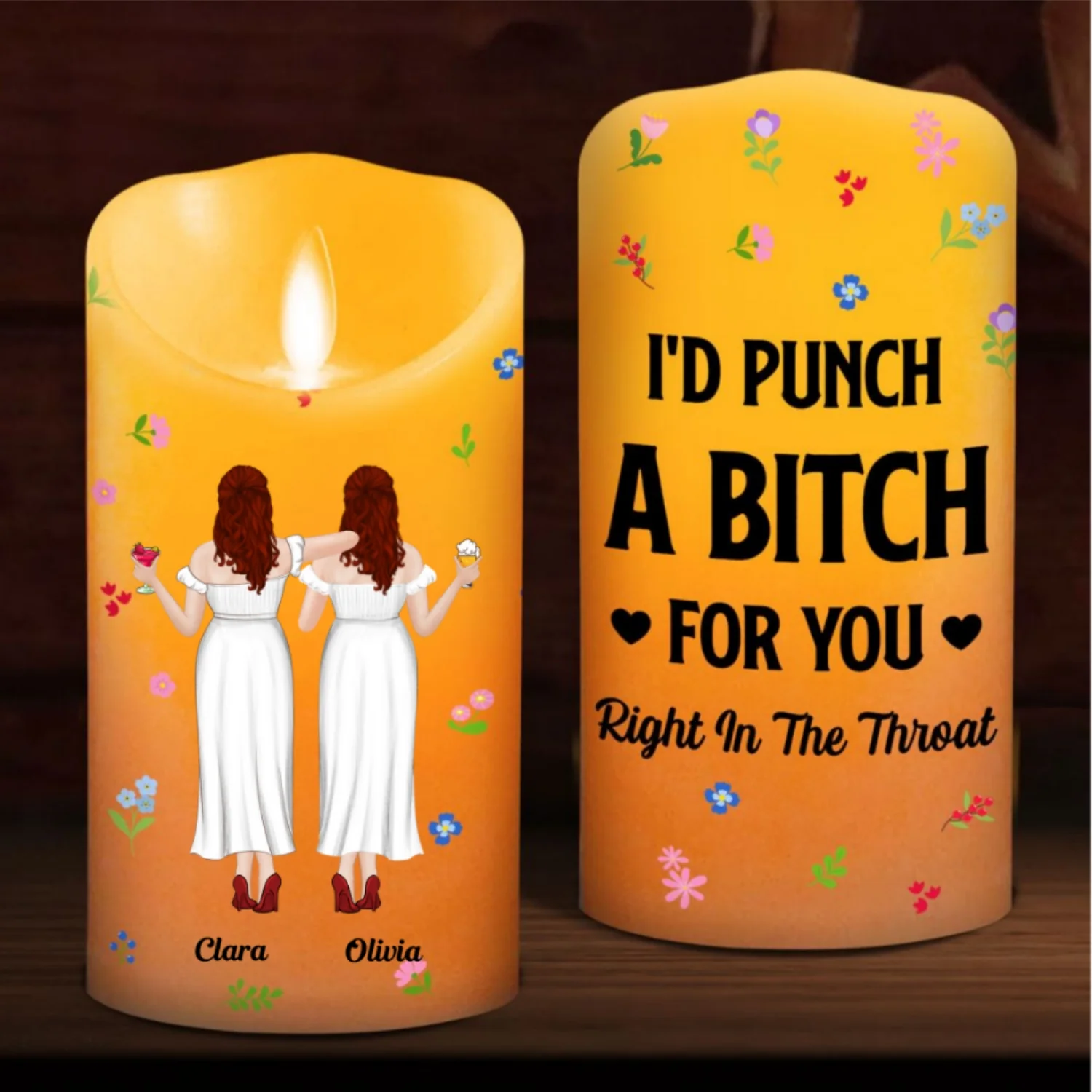 Punch Bitch Besties - Personalized Custom LED Candle - Image 7
