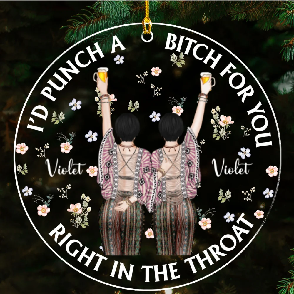 Punch Bitch Hippie Version - Personalized Custom Acrylic Ornament - Image 4