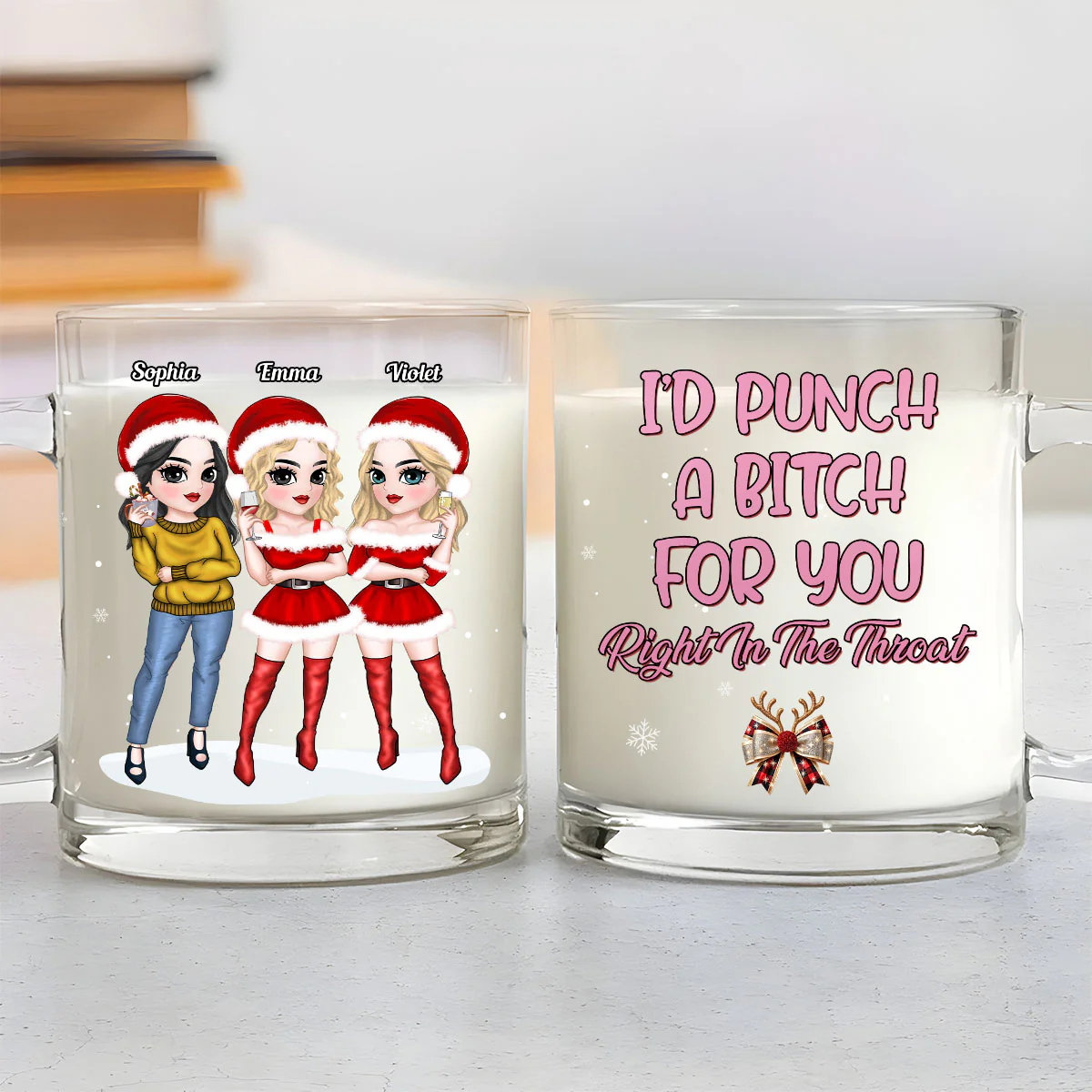 Punch Bitch - Personalized Custom Glass Mug - Image 2
