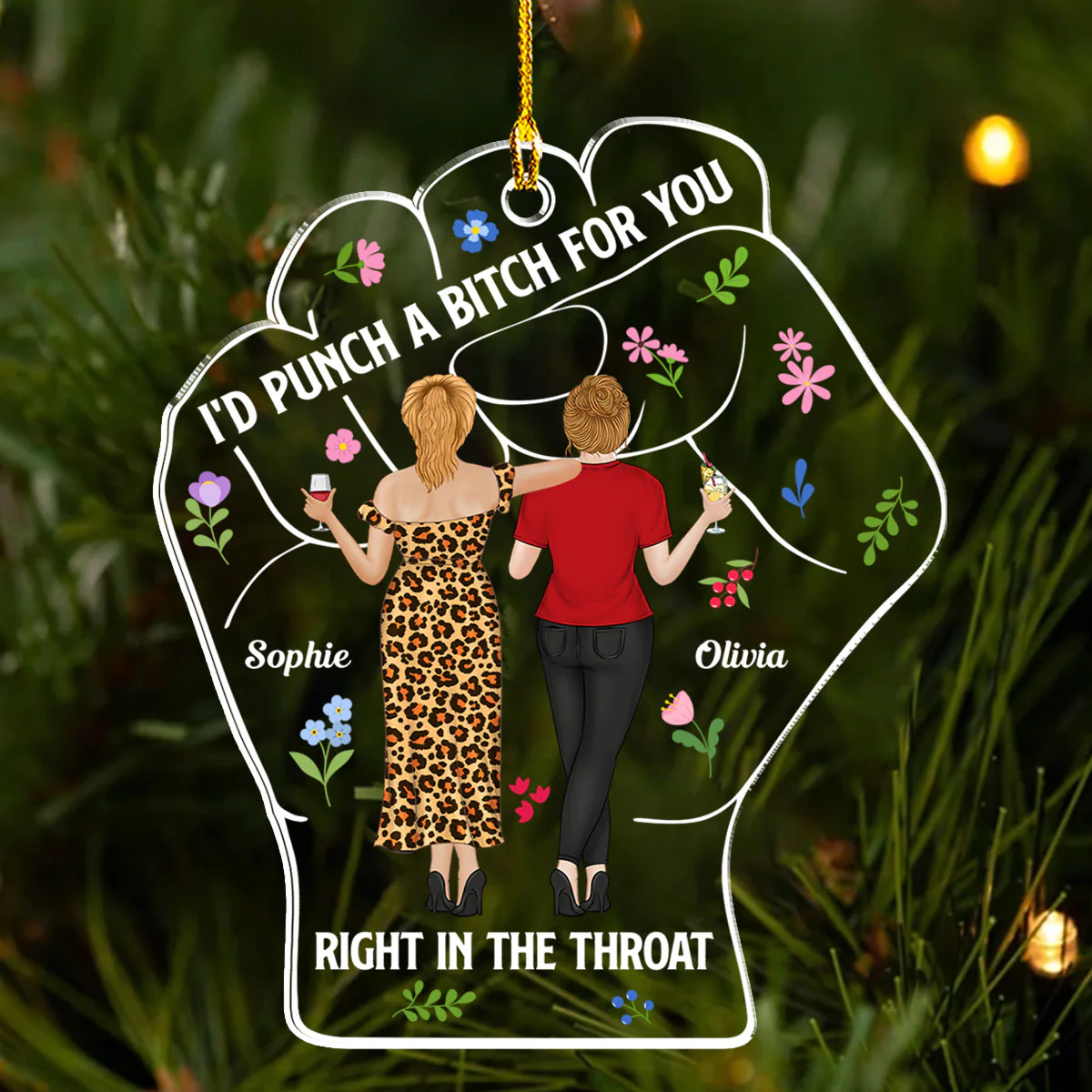 Punch For Friendship - Personalized Custom Acrylic Ornament - Image 2