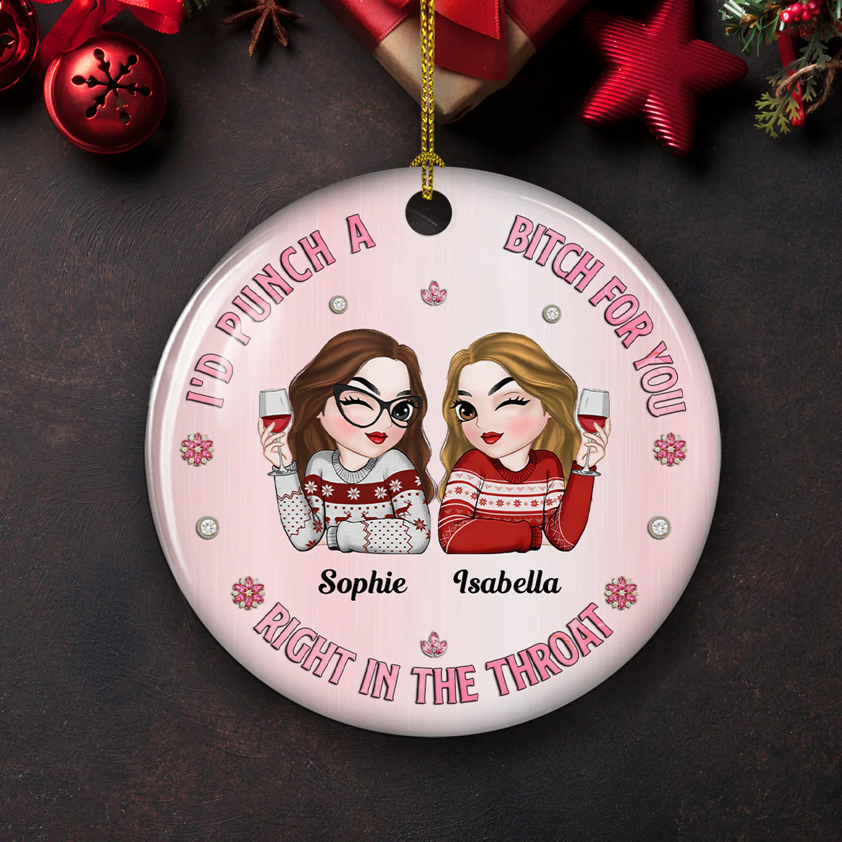 Punch For You Bitch - Personalized Custom Ceramic Ornament - Image 3