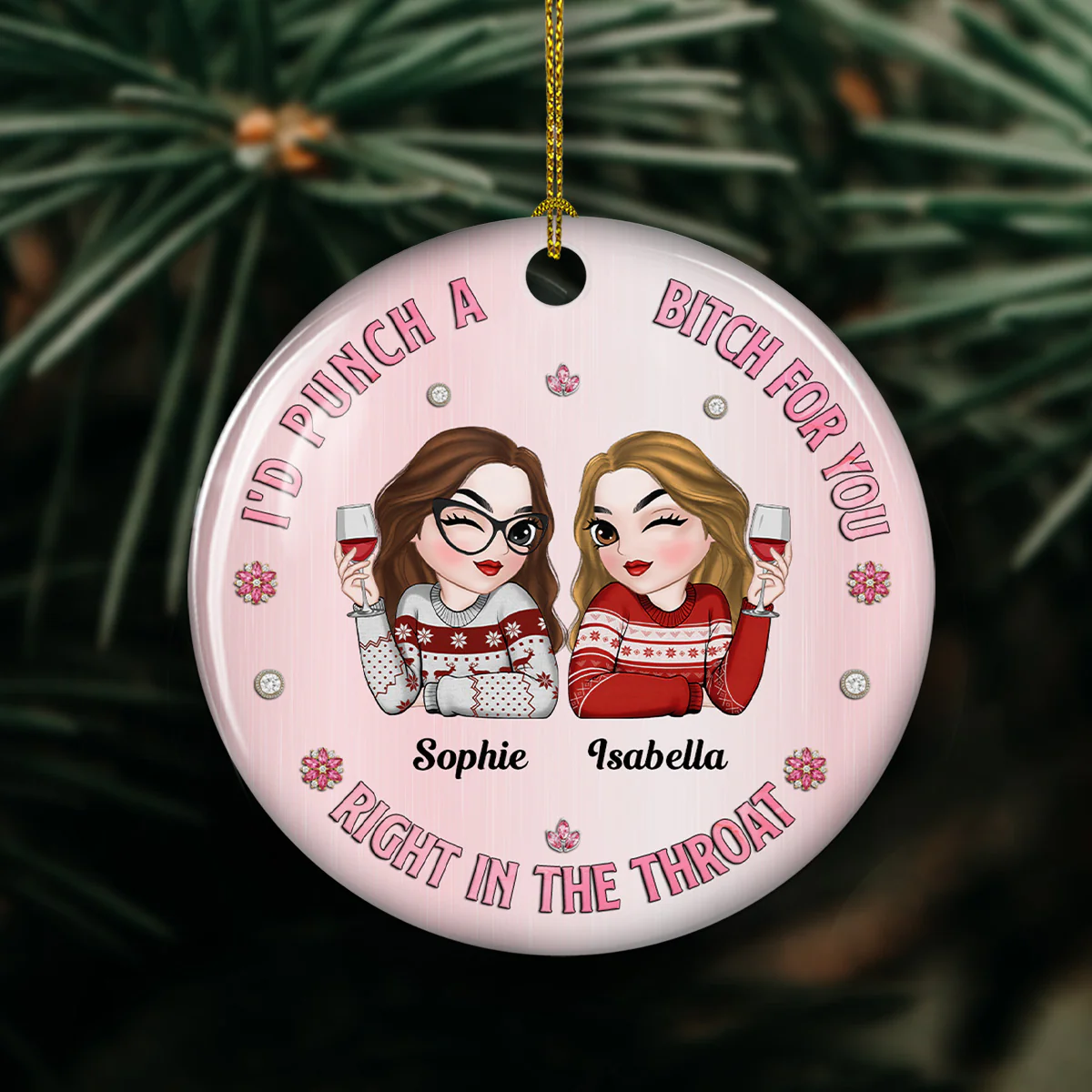 Punch For You Bitch - Personalized Custom Ceramic Ornament - Image 4