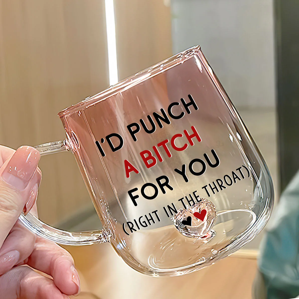 Punch For You Cartoonize - Personalized Custom Pink Gradient Glass Mug - Image 4