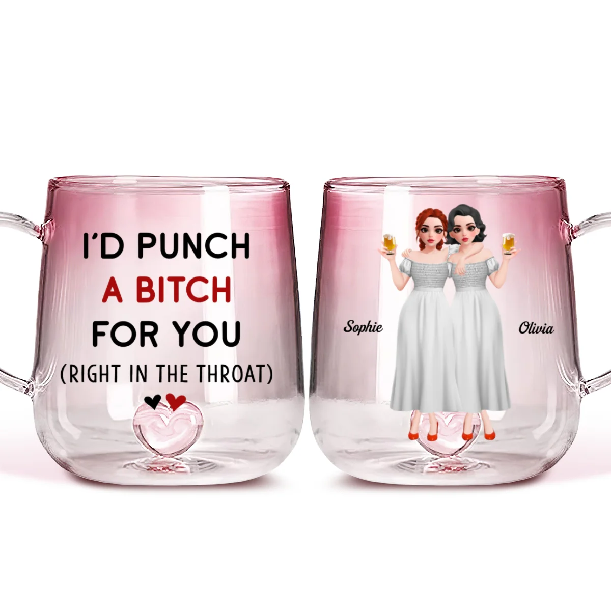 Punch For You Cartoonize - Personalized Custom Pink Gradient Glass Mug - Image 7