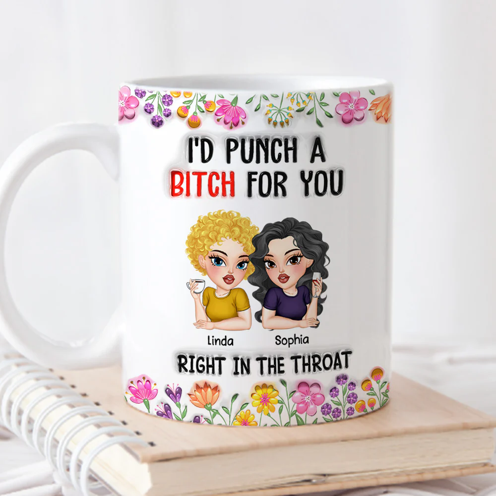 Punch For You My Bestie - Personalized Custom 3D Inflated Effect Mug - Image 2