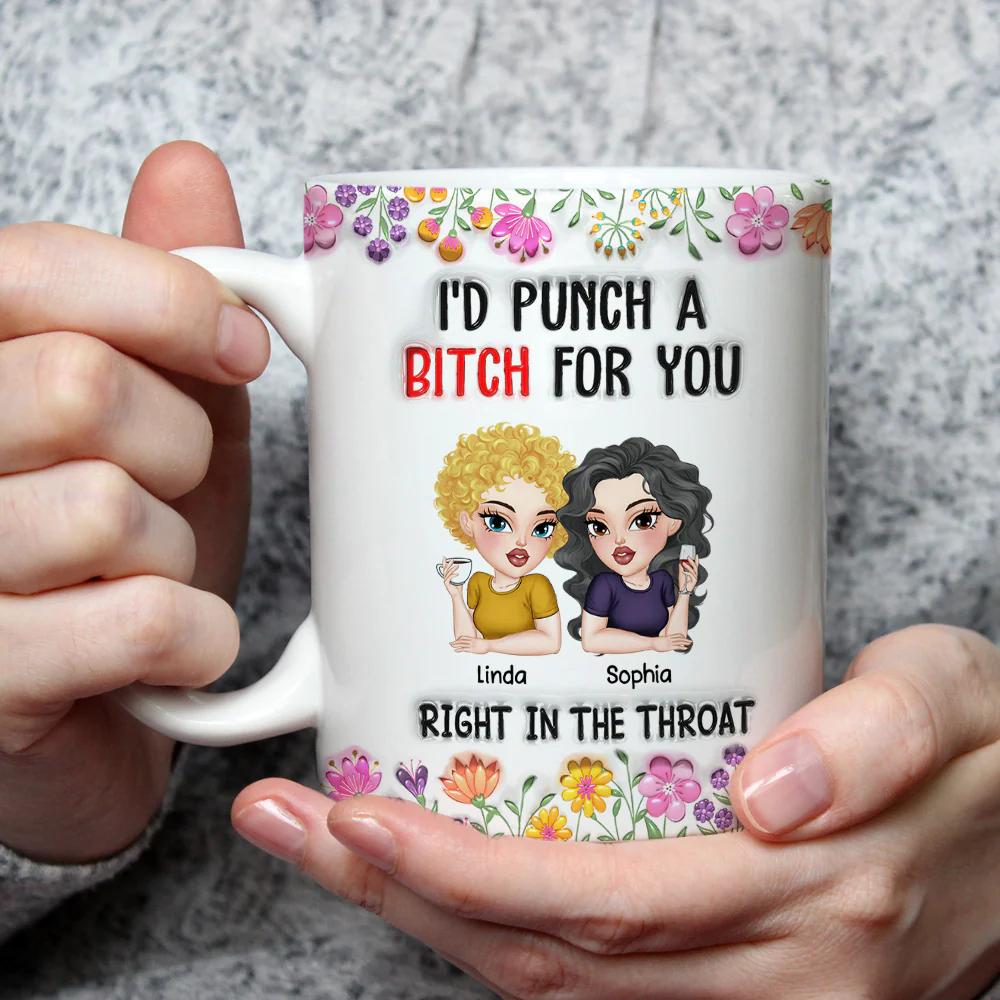 Punch For You My Bestie - Personalized Custom 3D Inflated Effect Mug - Image 4