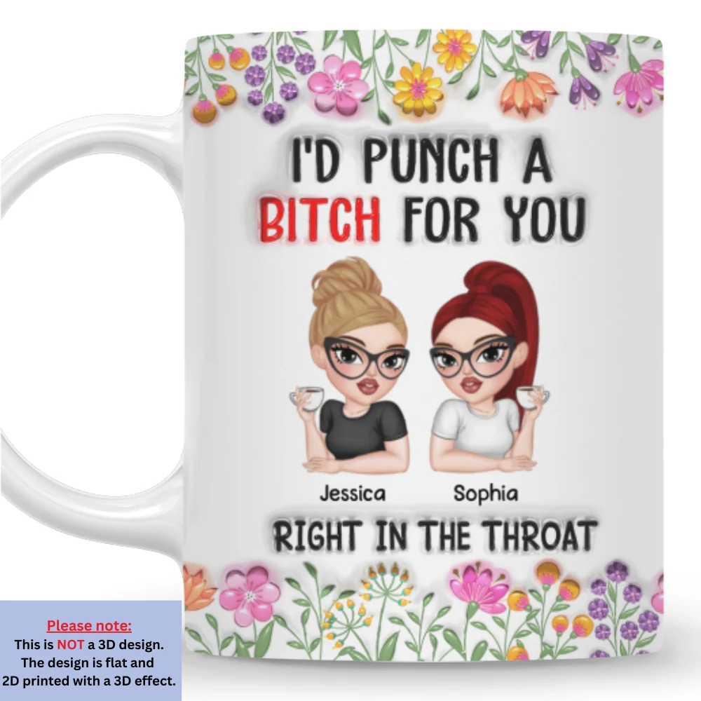 Punch For You My Bestie - Personalized Custom 3D Inflated Effect Mug - Image 6