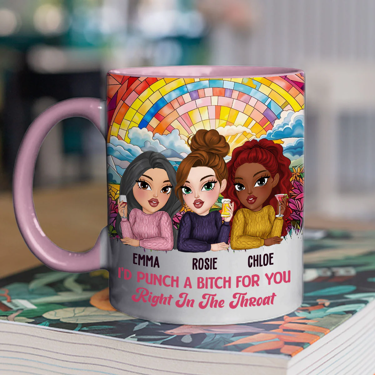 Punch For You My Bestie - Personalized Custom Accent Mug - Image 2