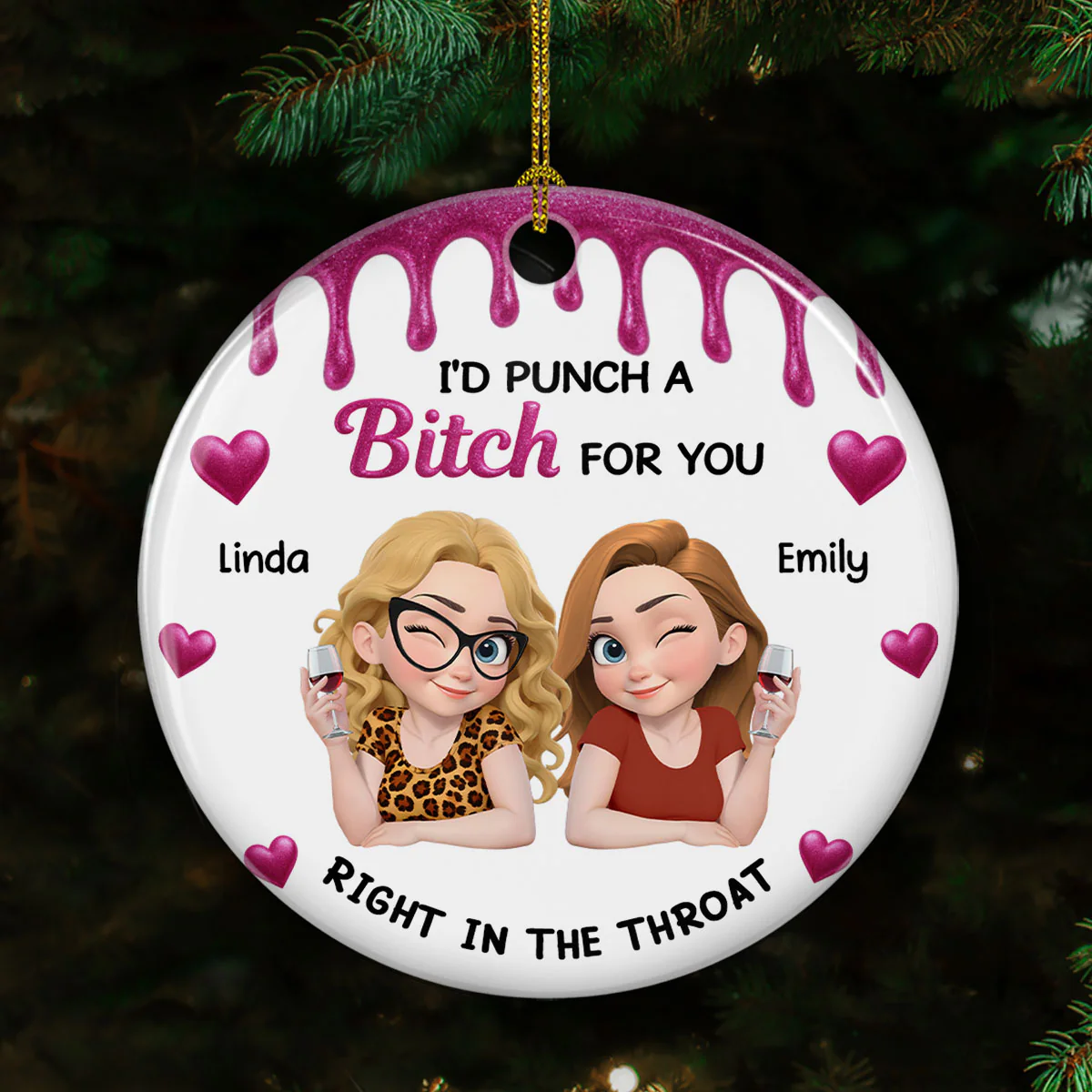 Punch For You My Girl - Personalized Custom Ceramic Ornament - Image 4
